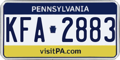 PA license plate KFA2883