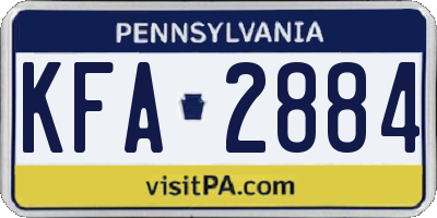 PA license plate KFA2884