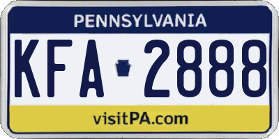 PA license plate KFA2888
