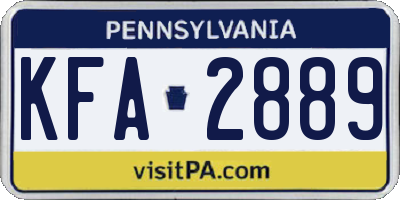 PA license plate KFA2889