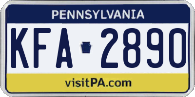 PA license plate KFA2890