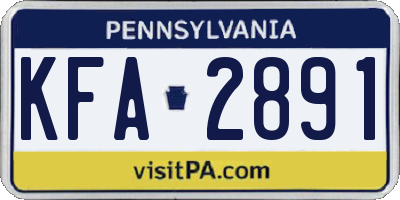 PA license plate KFA2891