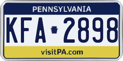 PA license plate KFA2898