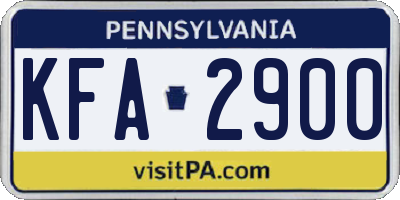 PA license plate KFA2900