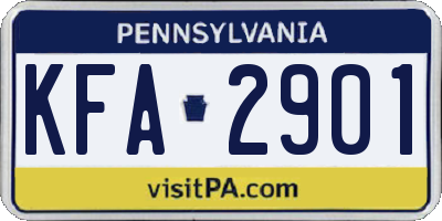 PA license plate KFA2901