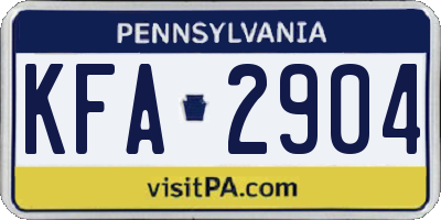 PA license plate KFA2904