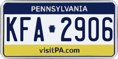 PA license plate KFA2906