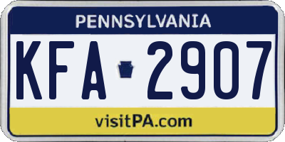PA license plate KFA2907