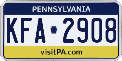 PA license plate KFA2908