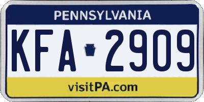 PA license plate KFA2909