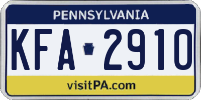 PA license plate KFA2910