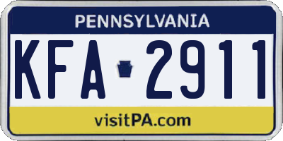 PA license plate KFA2911