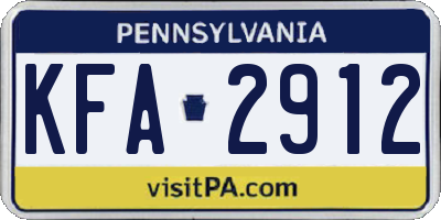 PA license plate KFA2912