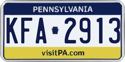 PA license plate KFA2913