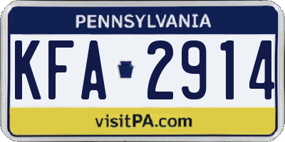 PA license plate KFA2914