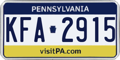 PA license plate KFA2915