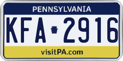 PA license plate KFA2916