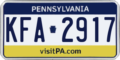 PA license plate KFA2917