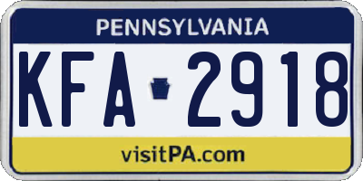PA license plate KFA2918