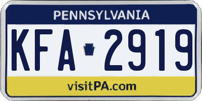 PA license plate KFA2919