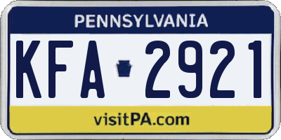 PA license plate KFA2921