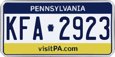 PA license plate KFA2923
