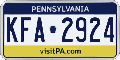 PA license plate KFA2924