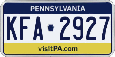 PA license plate KFA2927