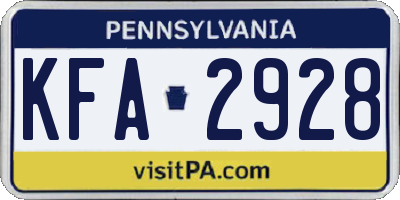 PA license plate KFA2928