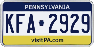 PA license plate KFA2929