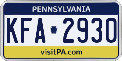 PA license plate KFA2930