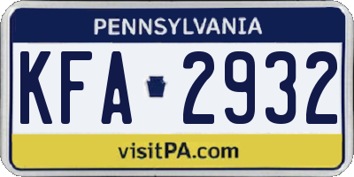 PA license plate KFA2932