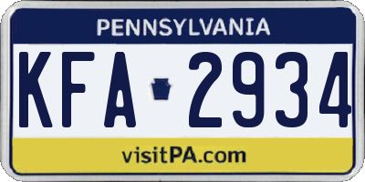 PA license plate KFA2934
