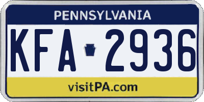 PA license plate KFA2936