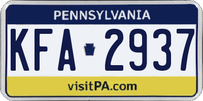 PA license plate KFA2937