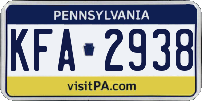 PA license plate KFA2938