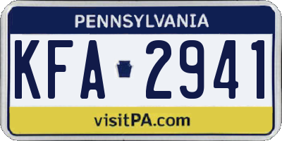 PA license plate KFA2941