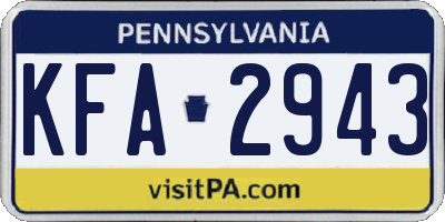 PA license plate KFA2943