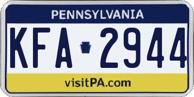 PA license plate KFA2944