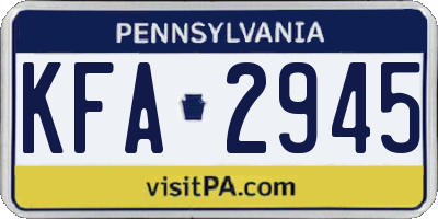 PA license plate KFA2945
