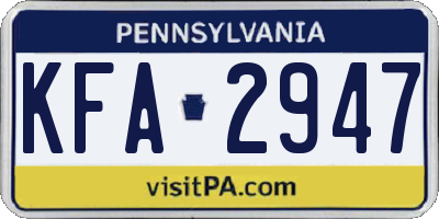 PA license plate KFA2947
