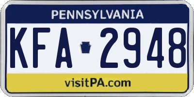 PA license plate KFA2948