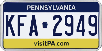 PA license plate KFA2949