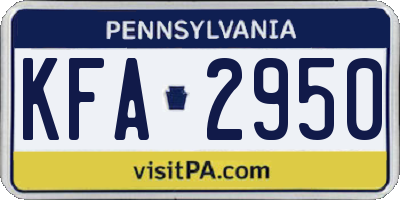 PA license plate KFA2950