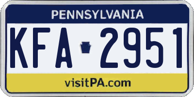 PA license plate KFA2951
