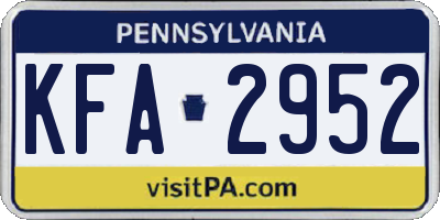 PA license plate KFA2952