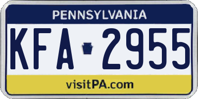 PA license plate KFA2955