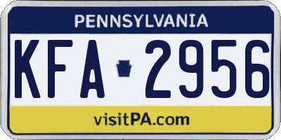 PA license plate KFA2956