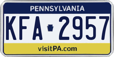 PA license plate KFA2957