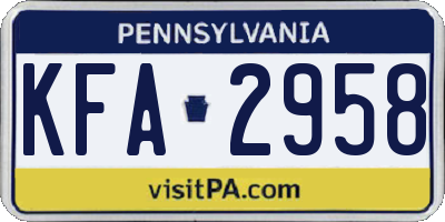 PA license plate KFA2958